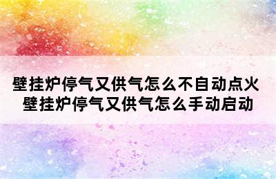 壁挂炉停气又供气怎么不自动点火 壁挂炉停气又供气怎么手动启动